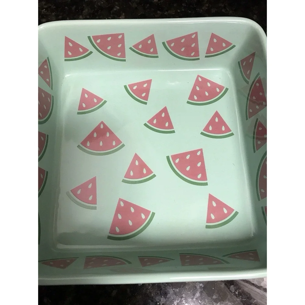 Temptations by‎ Tara Watermelon Bakeware Summer Green Casserole Dish 7'
